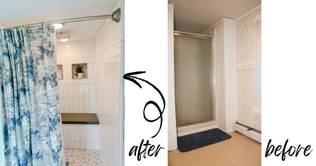 Bathroom Remodel shower before and after